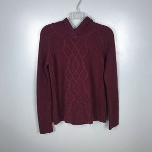 Athleta Cable Knit Merino Wool Hooded Sweater